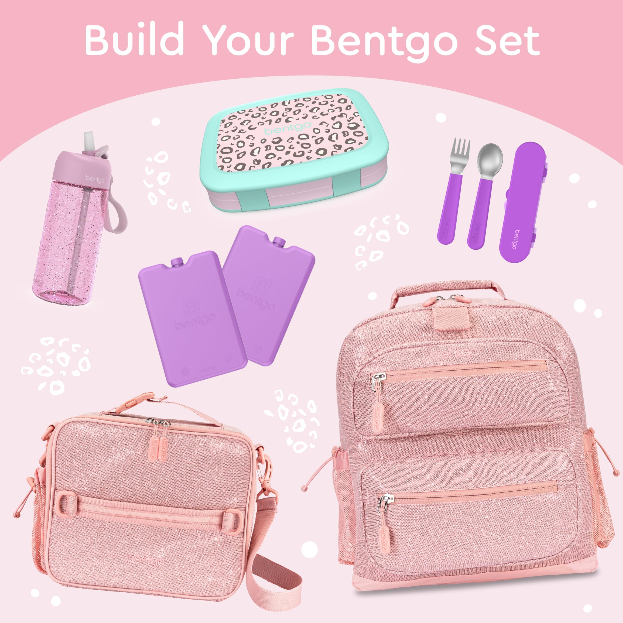 Bentgo Kids Leopard lunch box is backpack-ready for school days.
