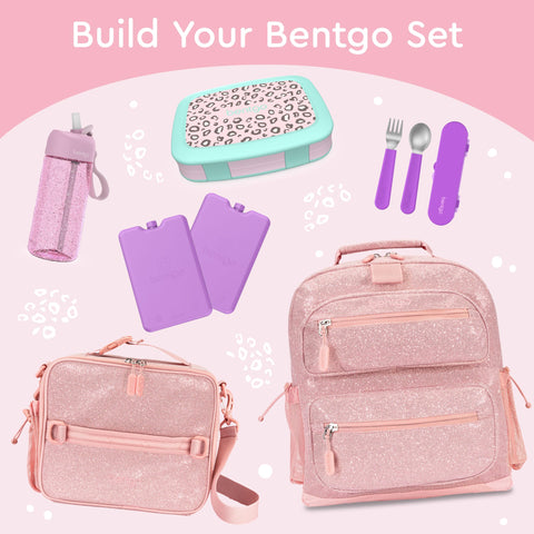 Bentgo Kids Leopard lunch box is backpack-ready for school days.