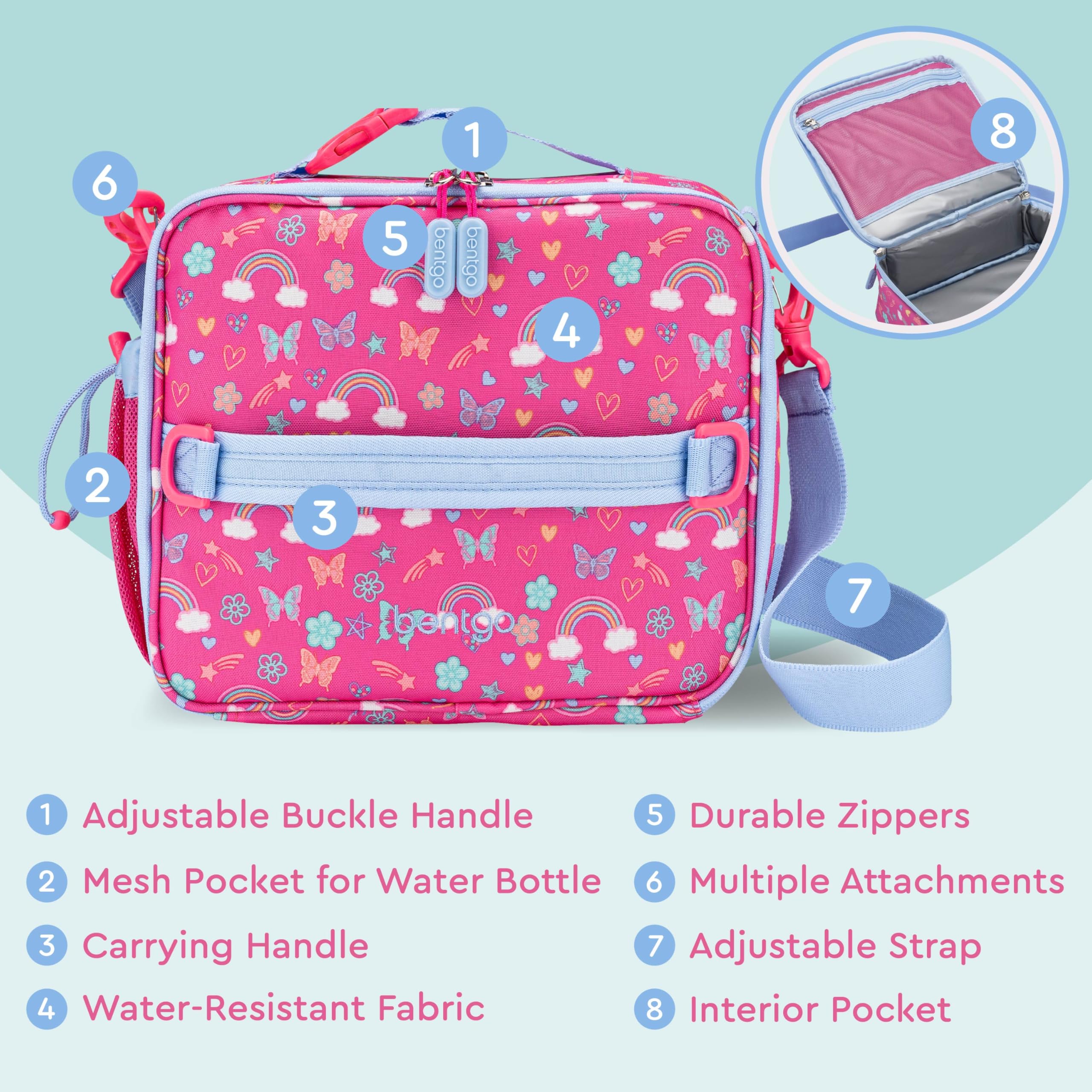 Bentgo Kids Lunch Bag adjustable strap and handle offer versatile carrying