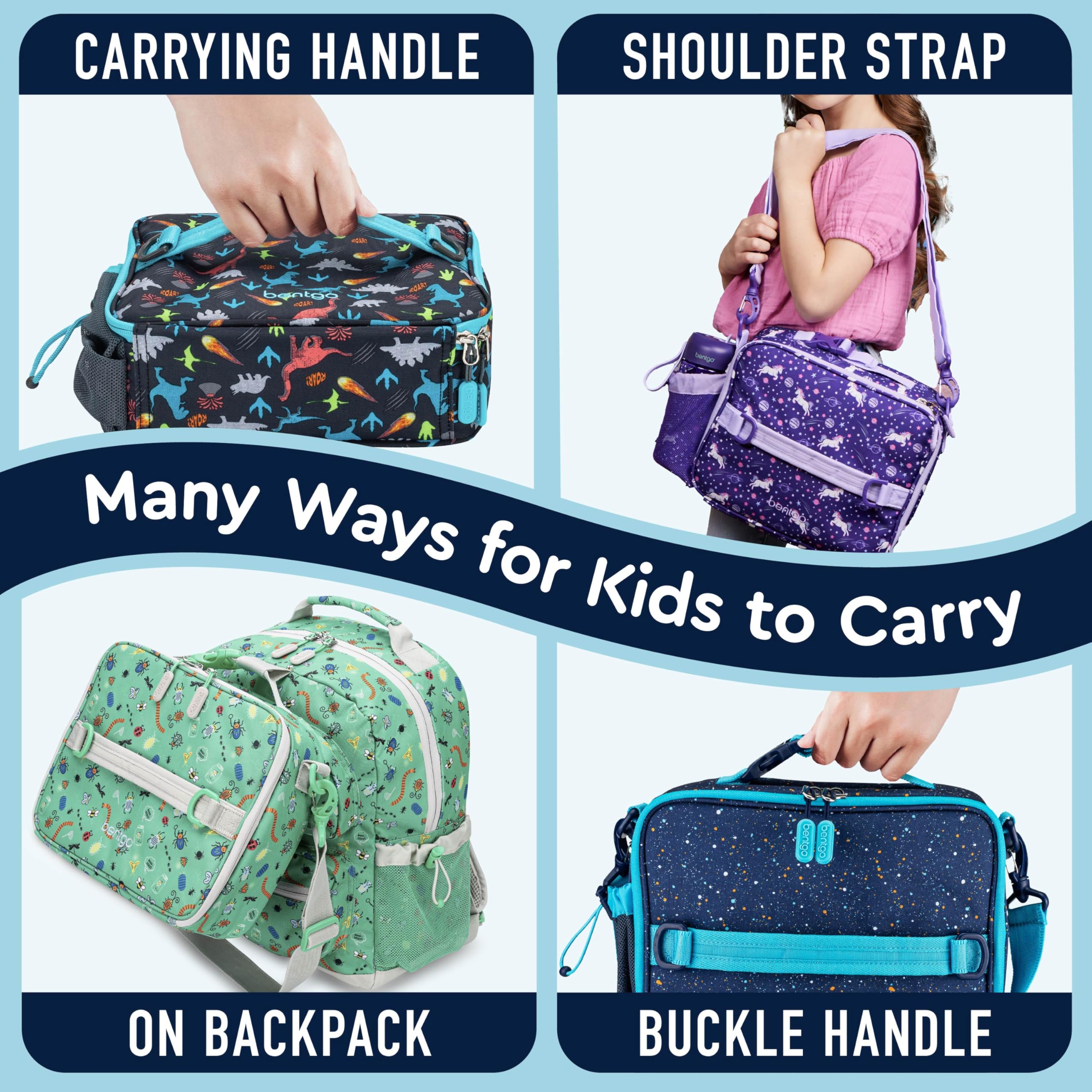 Bentgo Kids Lunch Bag adjustable strap for comfortable carrying