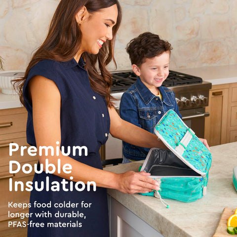 Bentgo Kids Lunch Bag Bug Buddies side pocket offers organized storage for utensils and snacks.