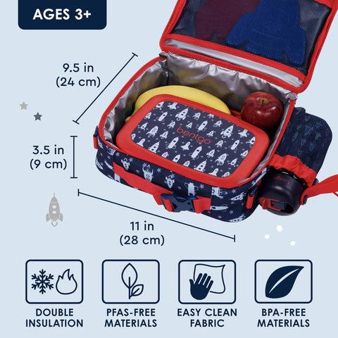 Bentgo Kids lunch bag child-friendly zippers make opening easy for little hands.