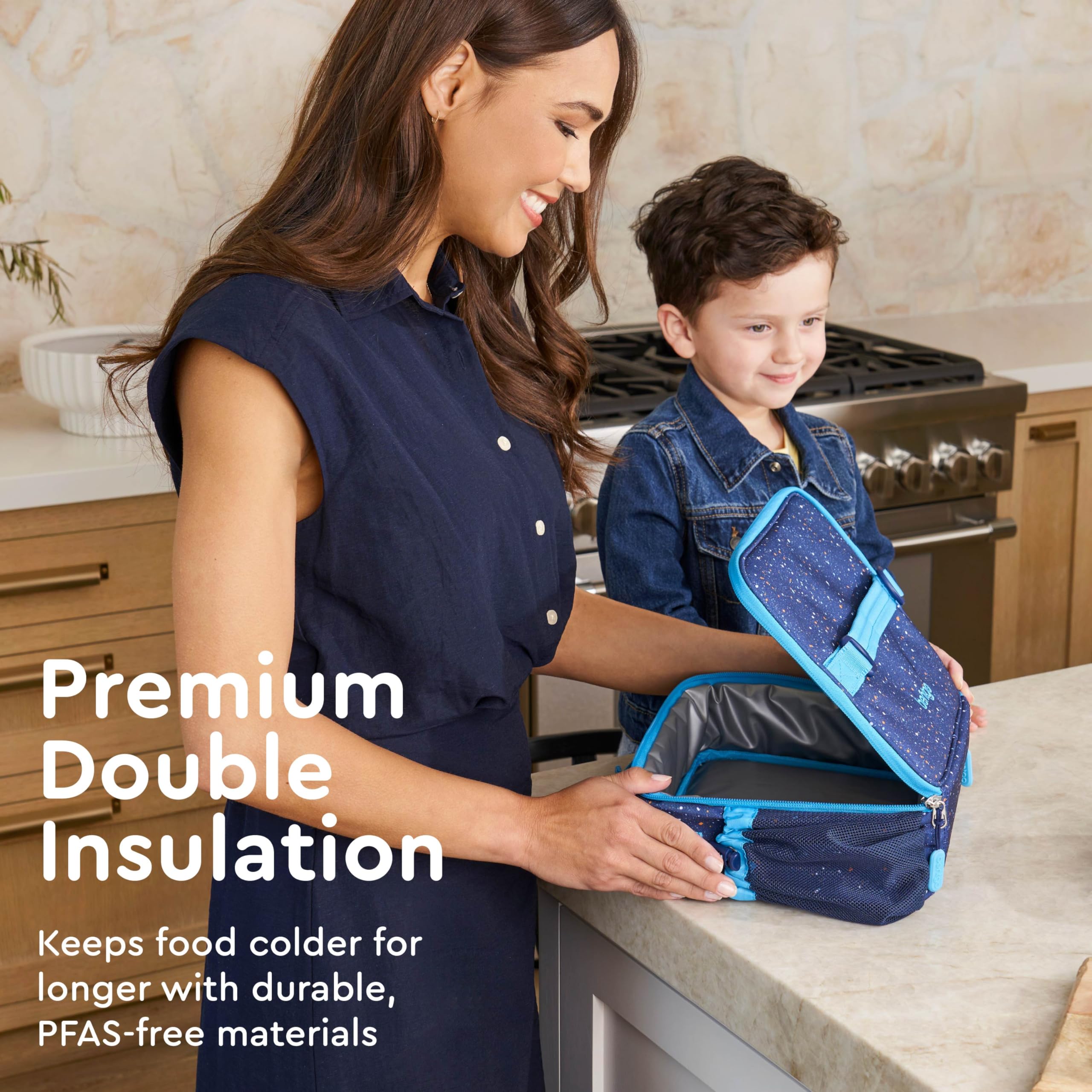 Bentgo Kids Lunch Bag double insulation preserves temperature between classes