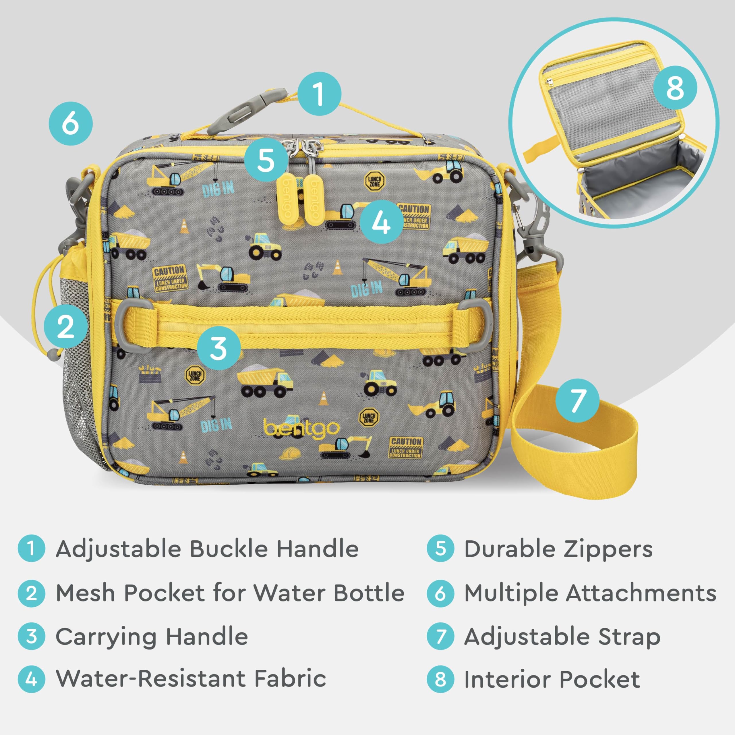 Bentgo Kids Lunch Bag easy-to-clean interior after school.