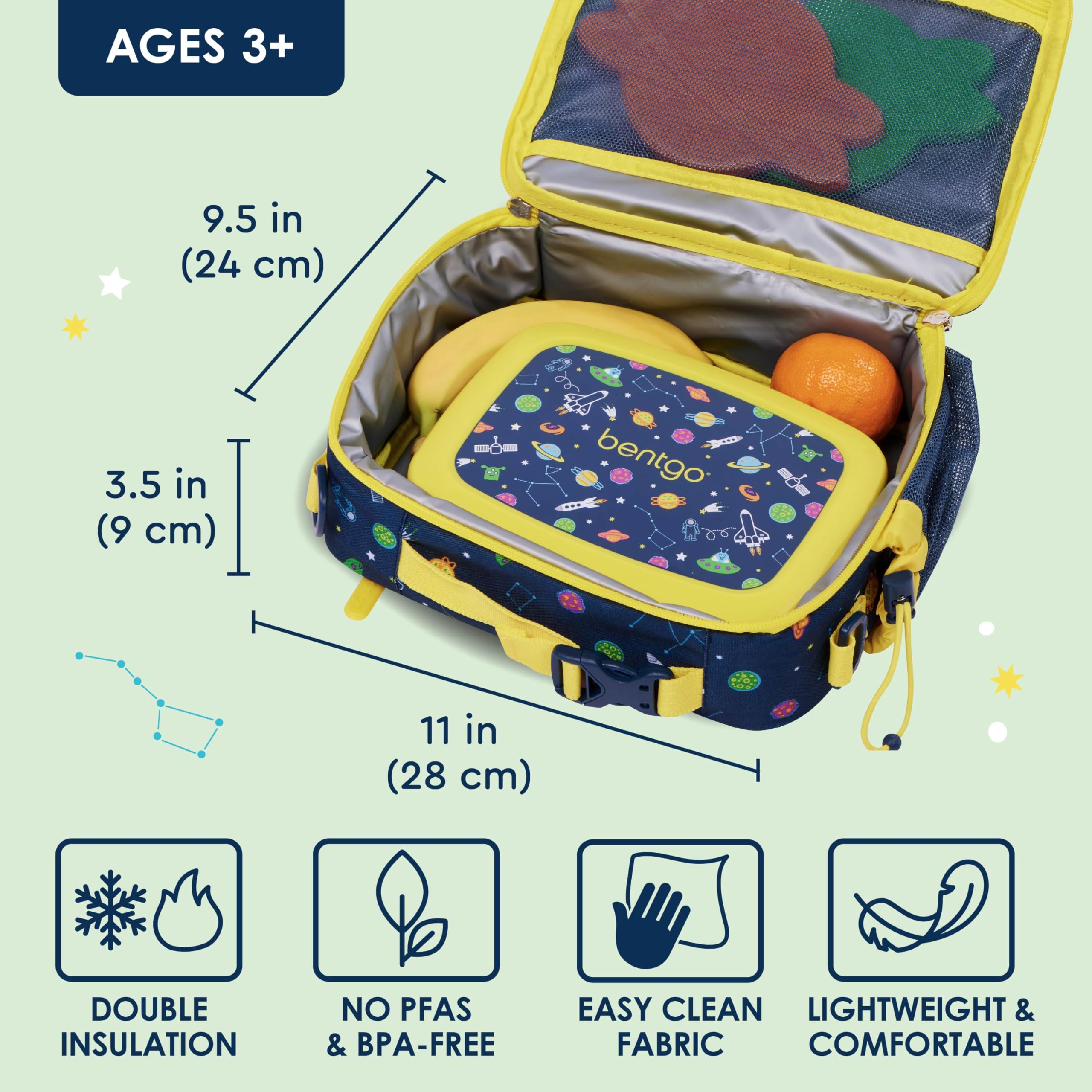 Bentgo Kids Lunch Bag easy-clean interior for quick after-school cleanup.