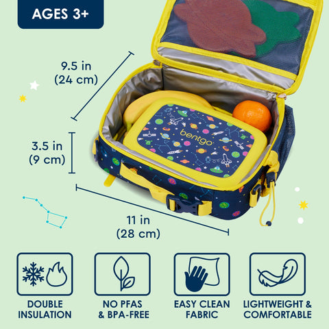 Bentgo Kids Lunch Bag easy-clean interior for quick after-school cleanup.