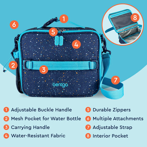 Bentgo Kids Lunch Bag inner and outer pockets for utensils and bottle