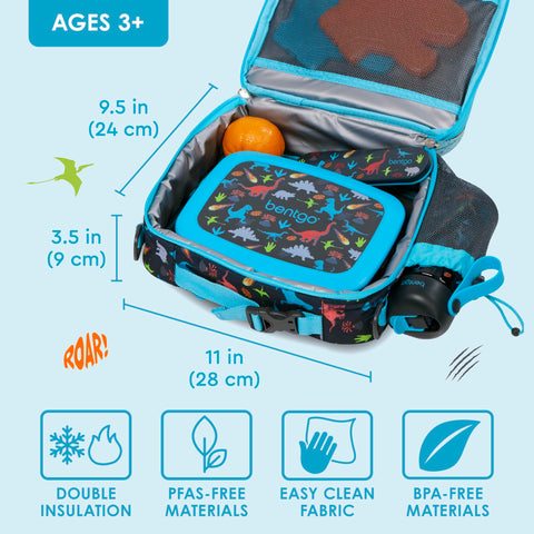 Bentgo Kids bag interior, spacious thermal compartment for meals and snacks, keeps them fresh.