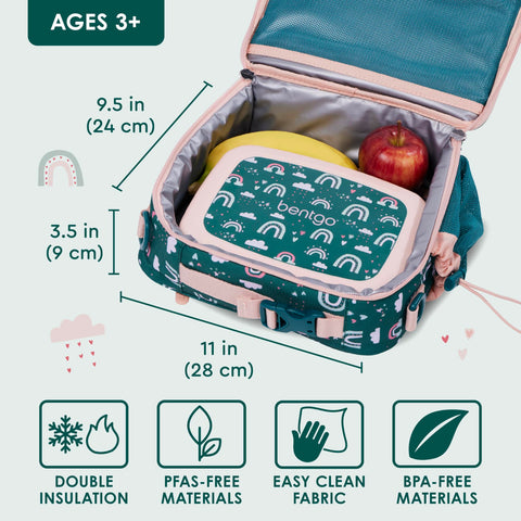 Bentgo Kids Lunch Bag insulated compartment maintains temperature during school activities.