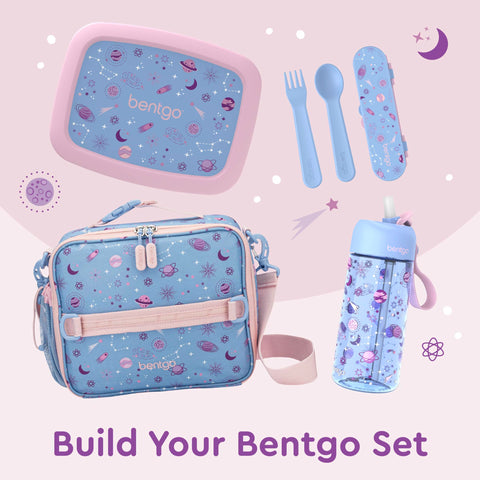 Bentgo Kids Lunch Bag Lavender Galaxy multiple carrying options for easy transport