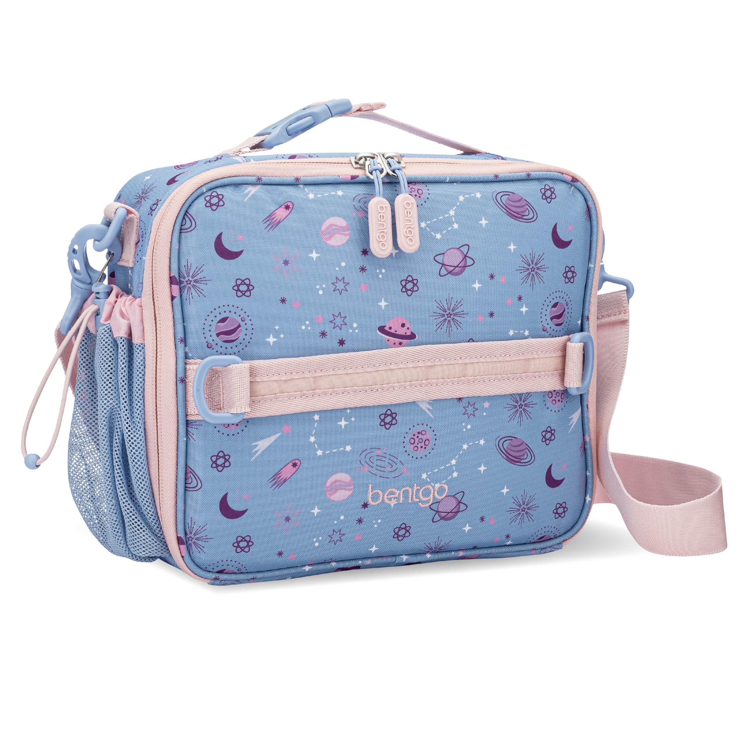 Bentgo Kids Lunch Bag Lavender Galaxy front view with double insulation