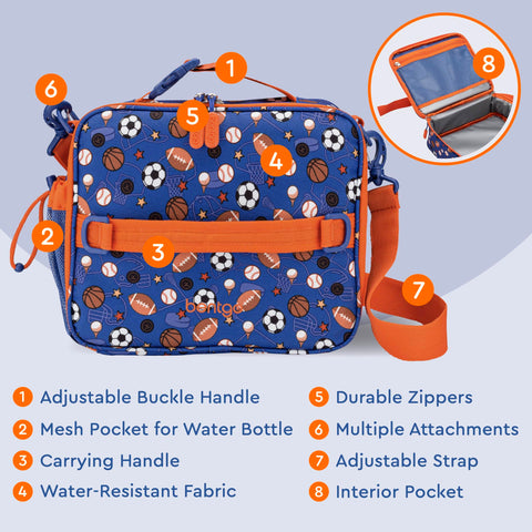 Bentgo Kids lunch bag fits a Bentgo Lunch Box and snacks neatly.