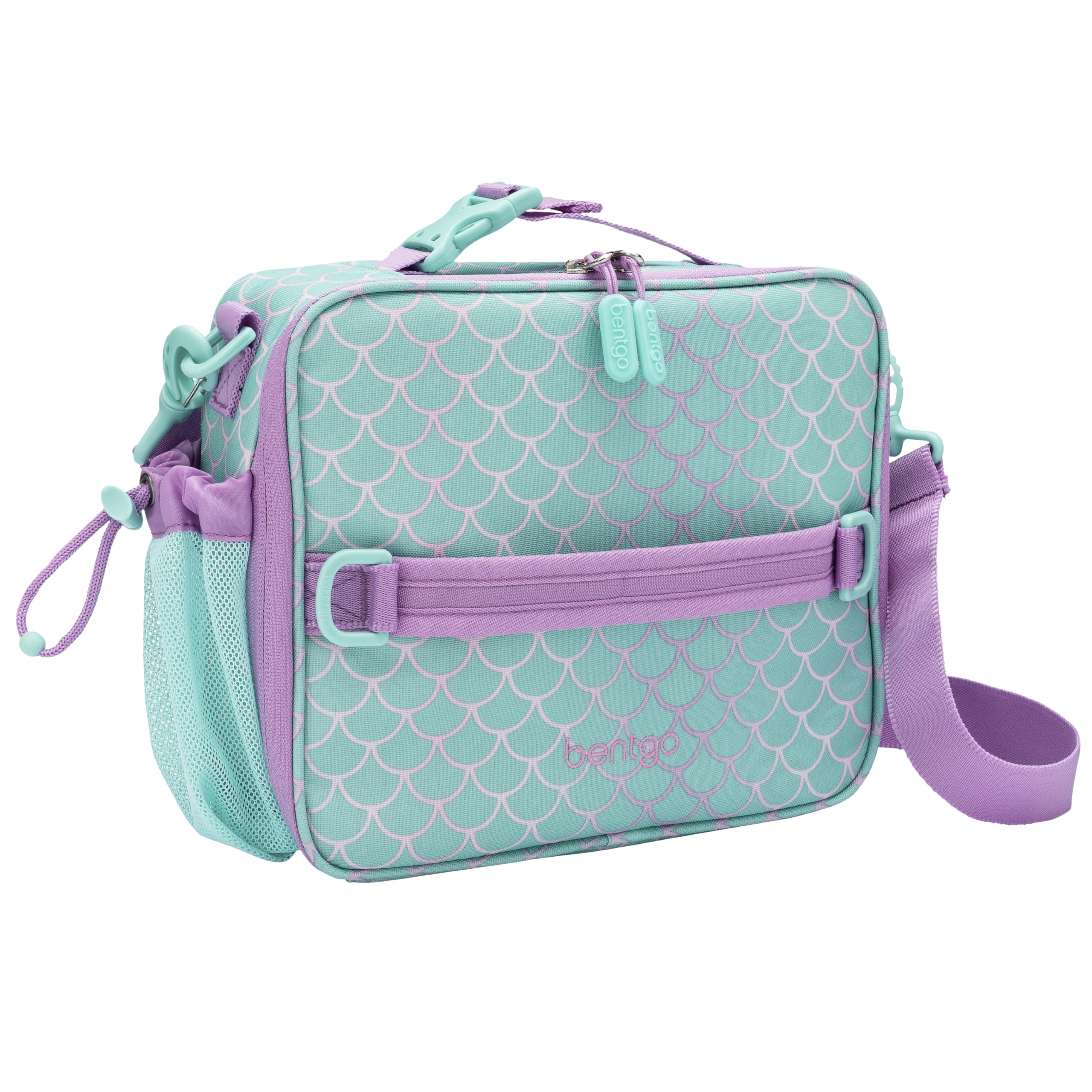 Bentgo Kids Mermaid lunch bag front view showing bold print and easy-access opening