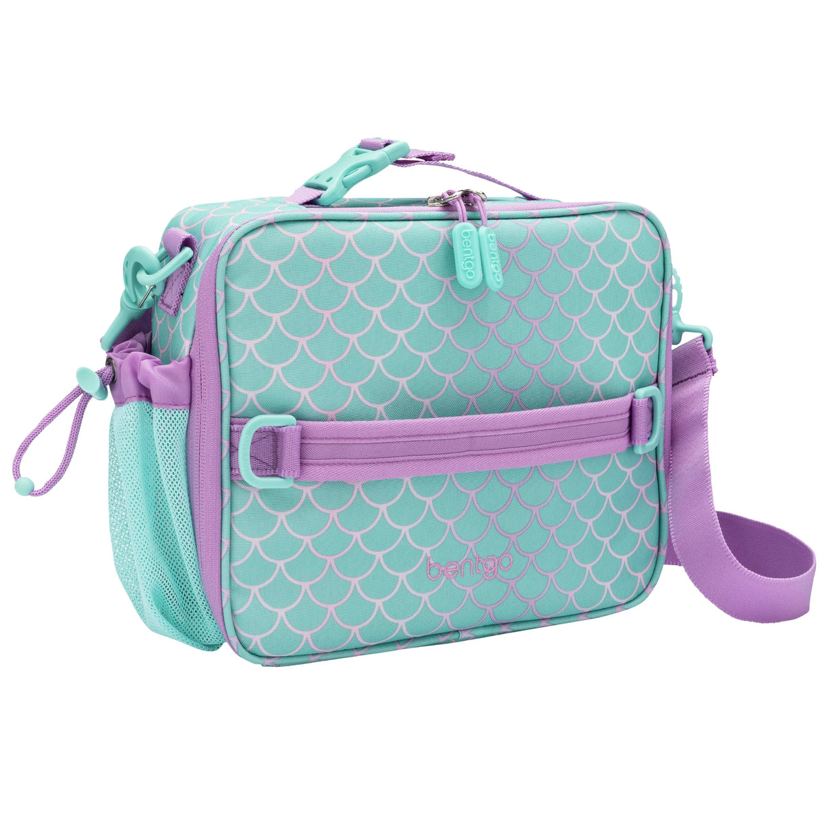 Bentgo Kids Mermaid lunch bag front view showing bold print and easy-access opening