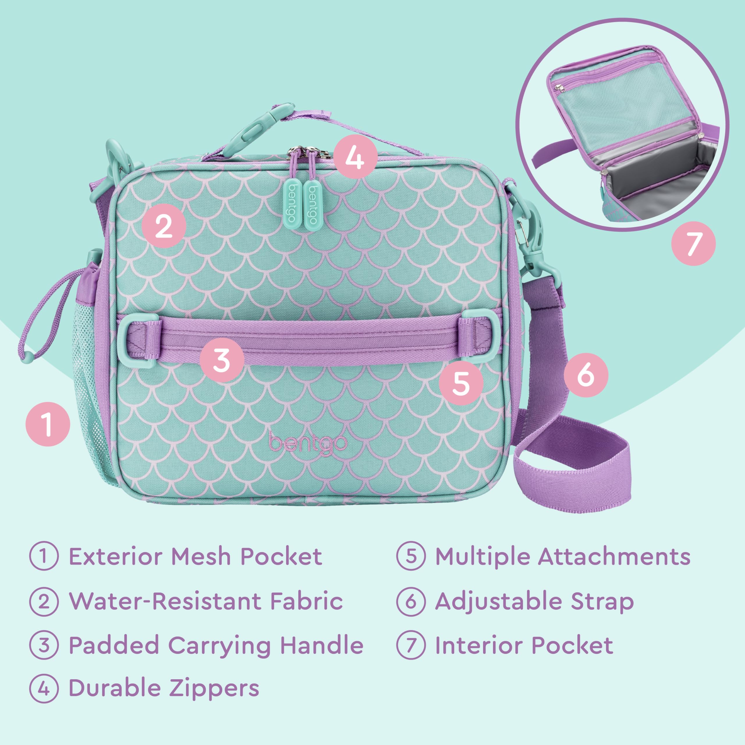 Bentgo Kids Mermaid interior compartment organized for meals and snacks