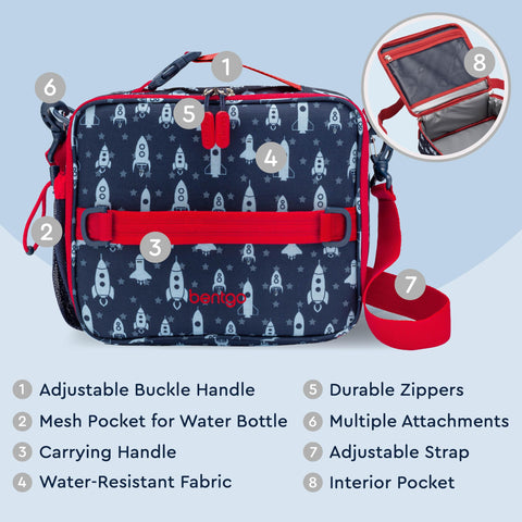 Bentgo Kids lunch bag multi carry options simplify transport to school and activities.