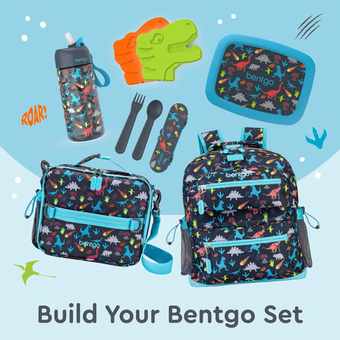 Bentgo Kids bag offers multiple carry options with handle, strap, and attachable buckle.
