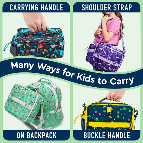 Bentgo Kids Lunch Bag multiple pockets organize utensils and snacks.