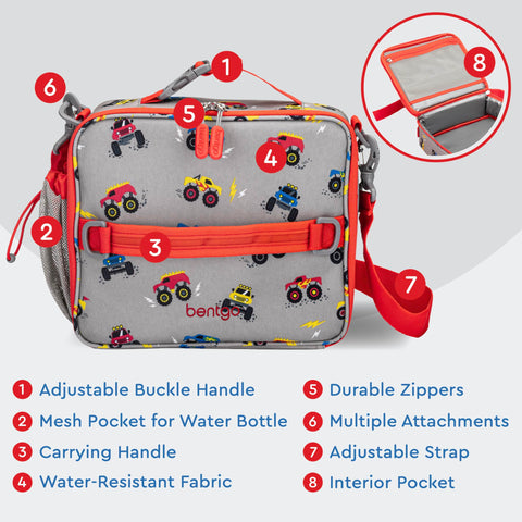Bentgo Kids Lunch Bag pockets hold utensils and a water bottle
