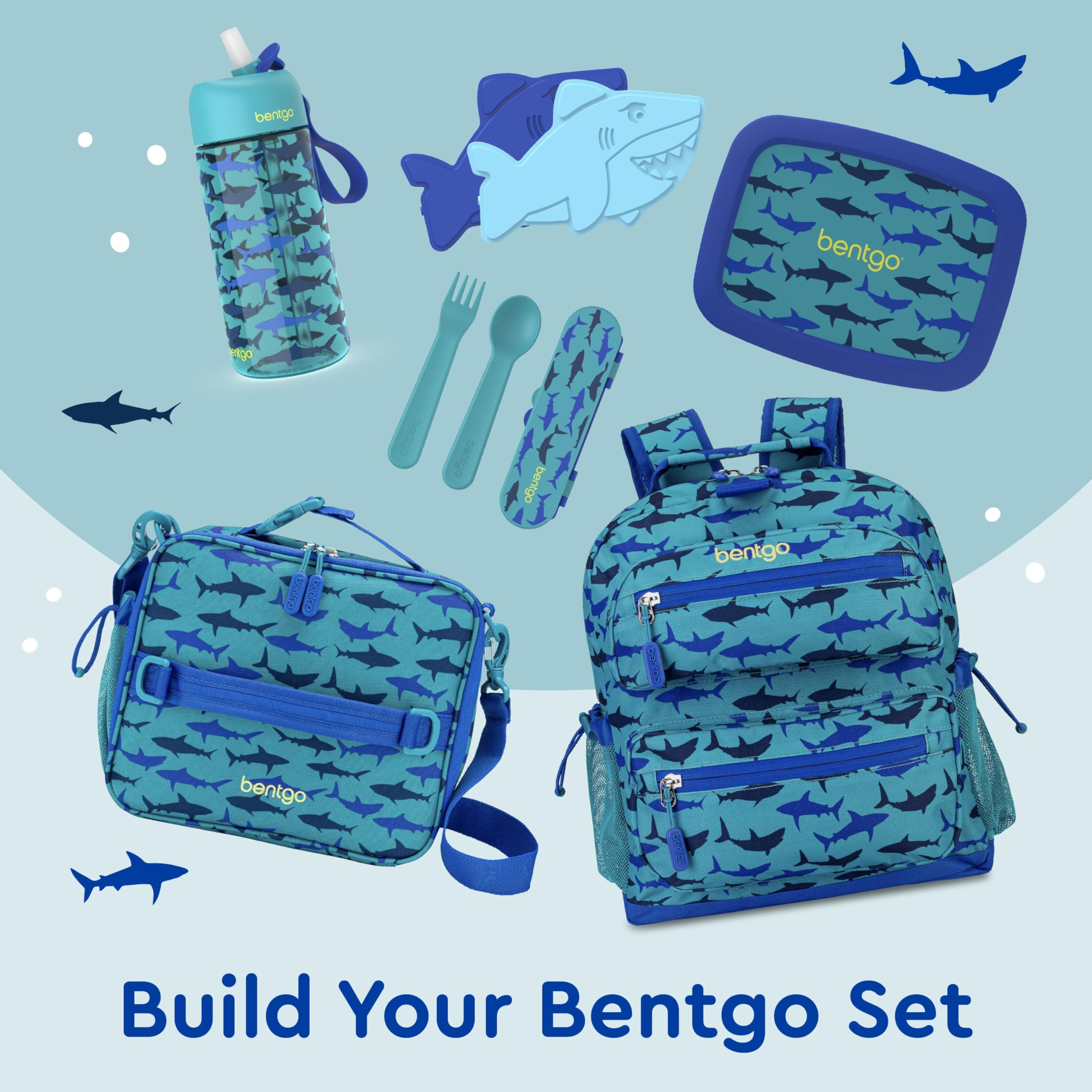 Bentgo Kids Lunch Bag Shark durable zippers designed for little hands