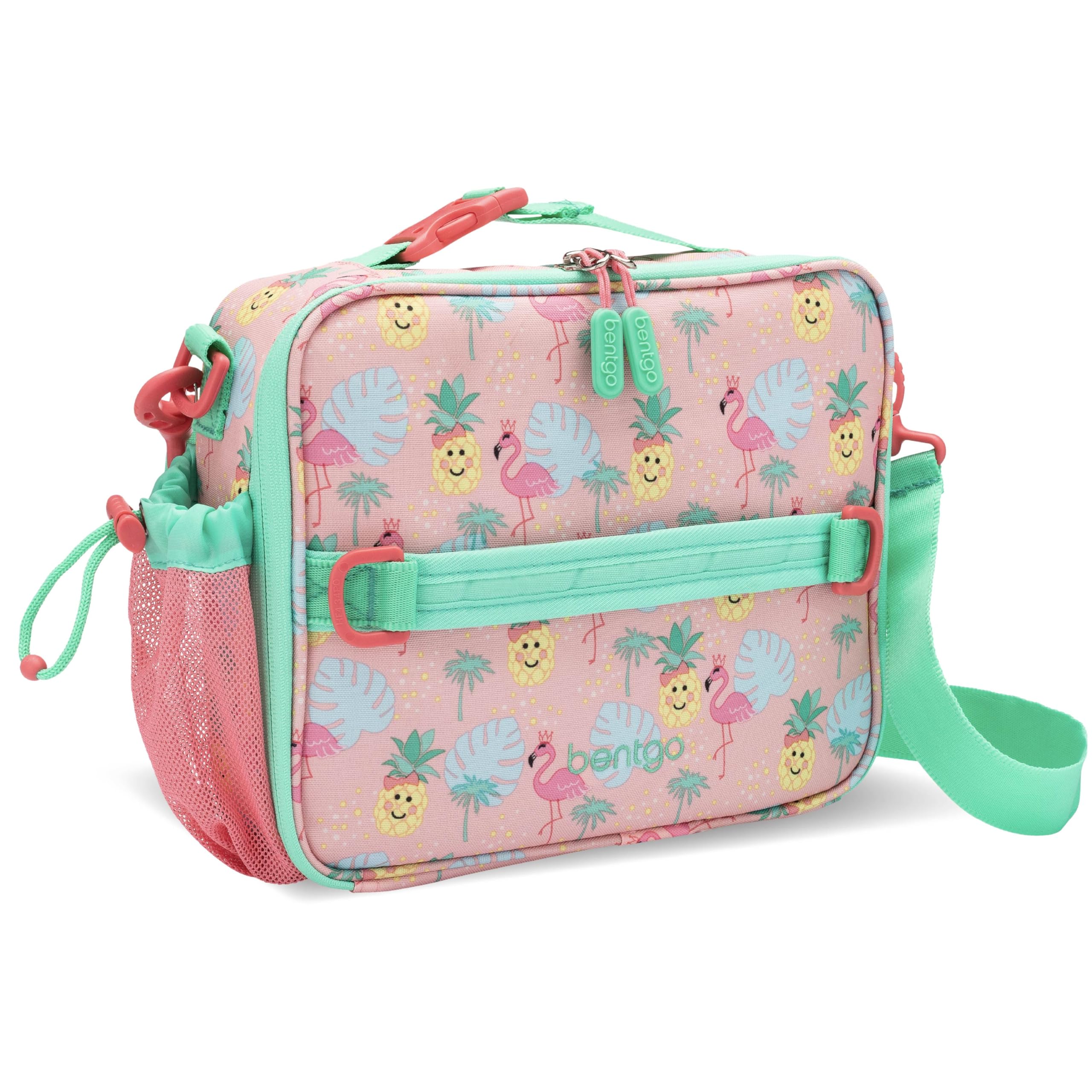 Bentgo Kids Lunch Bag Tropical front view showing double insulation for freshness