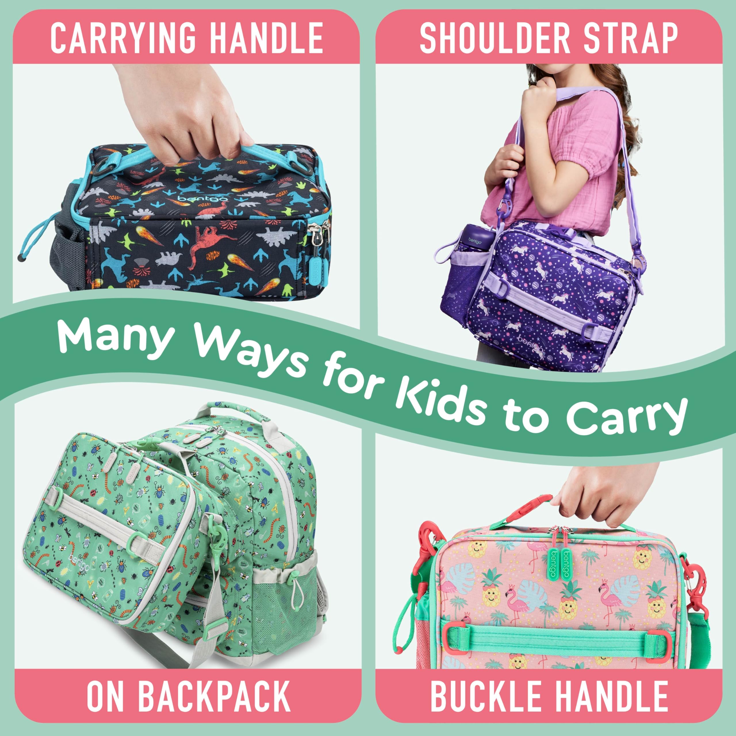 Bentgo Kids Lunch Bag water-resistant fabric withstands spills and daily wear