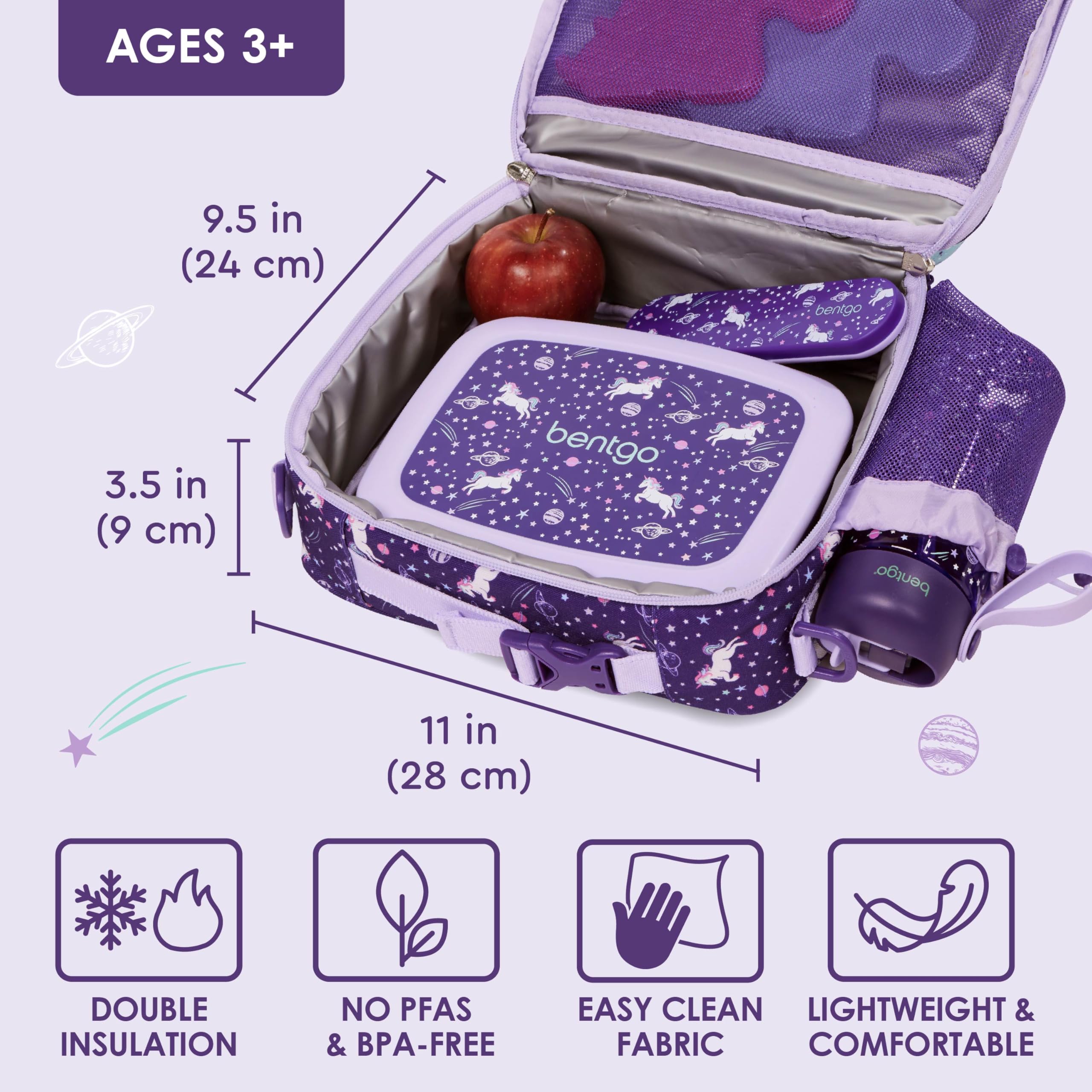 Bentgo Kids Unicorn lunch bag durable water-resistant fabric for everyday use