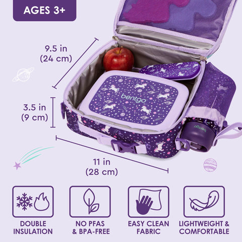 Bentgo Kids Unicorn lunch bag durable water-resistant fabric for everyday use