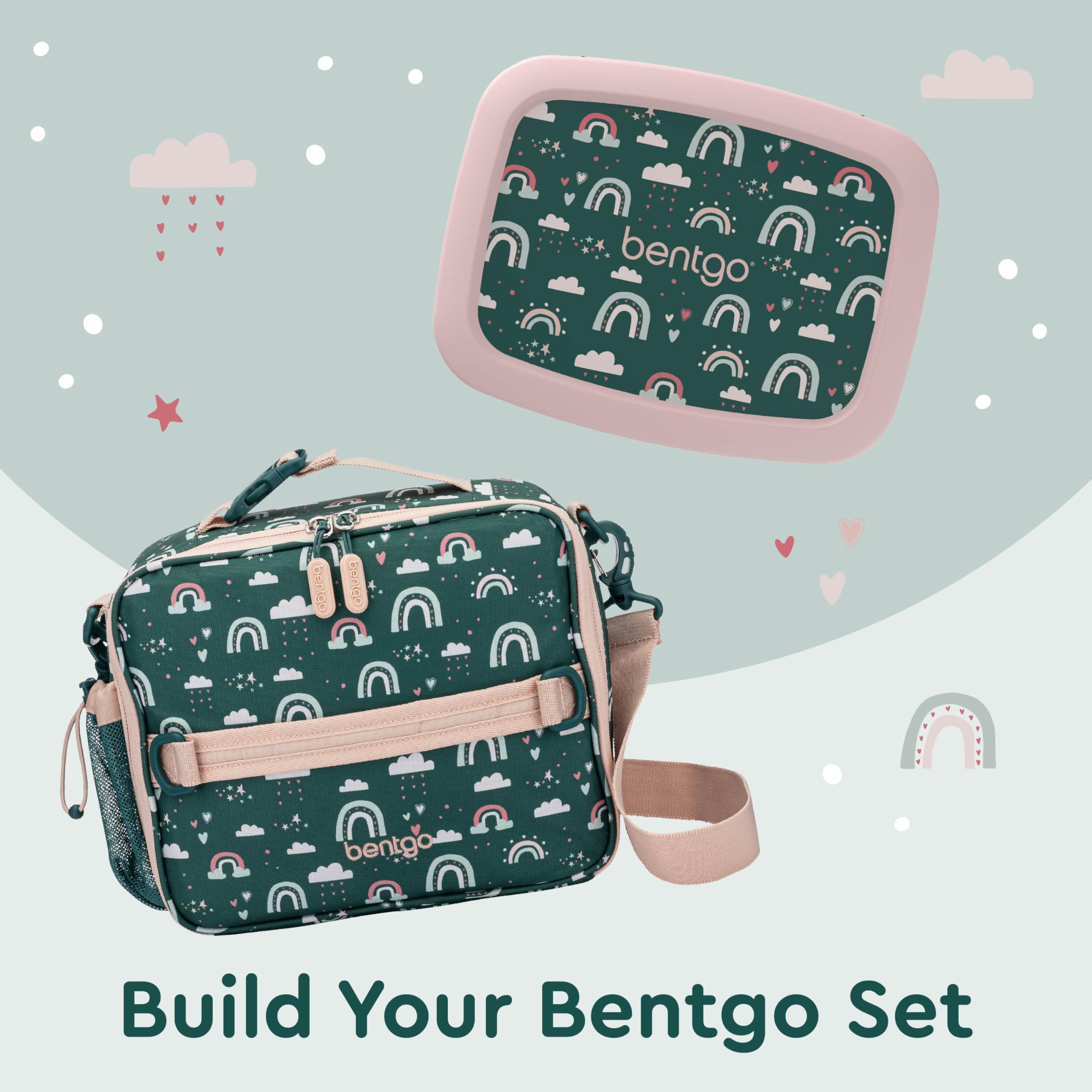 Bentgo Kids Lunch Bag with Bentgo Lunch Box inside, plus snacks and utensils.