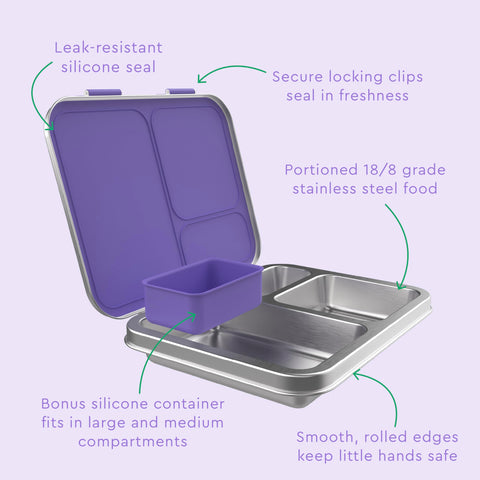 Bentgo Kids BPA-free stainless steel construction supports durable use.