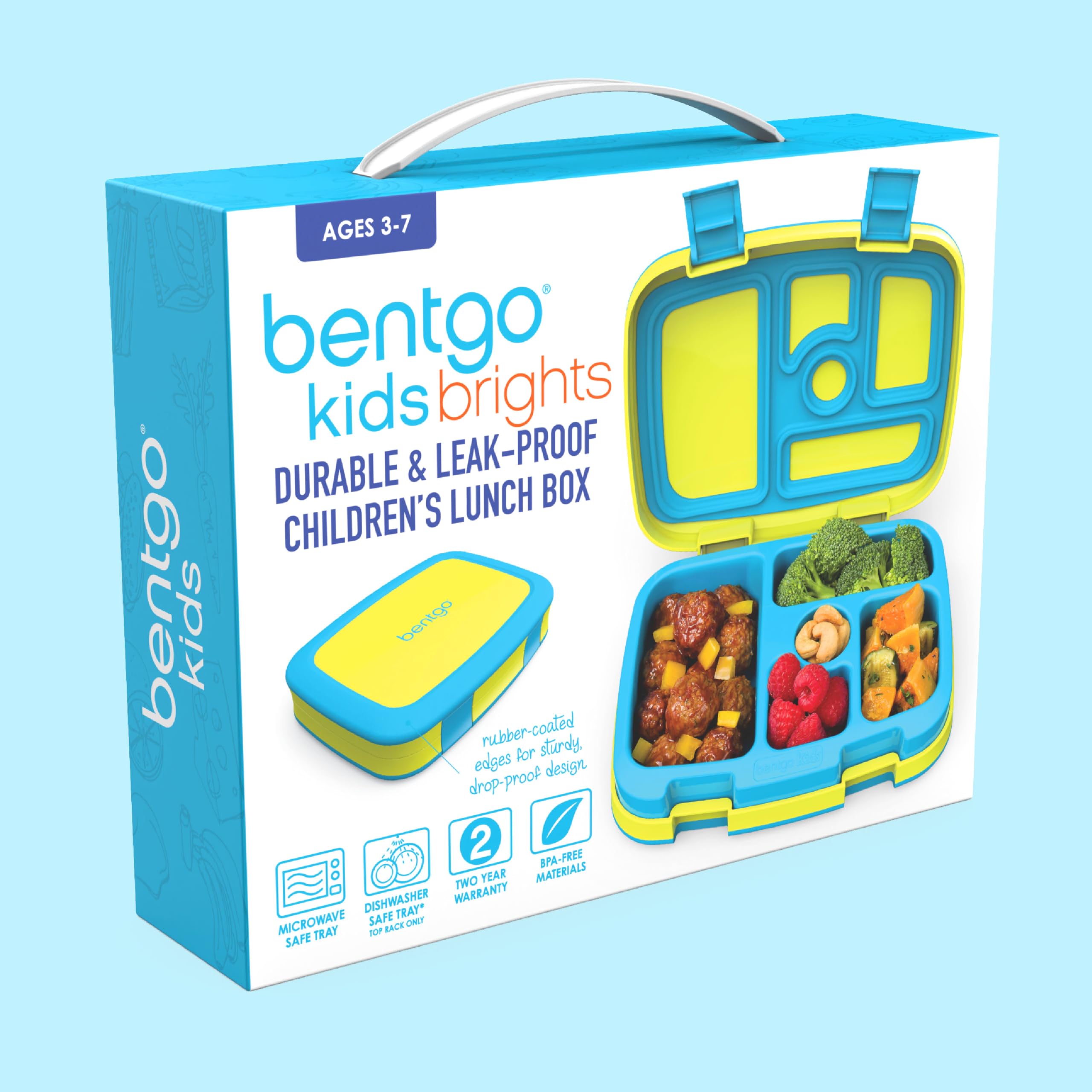 Bentgo Kids citrus-yellow lunch box is easy to spot at school.