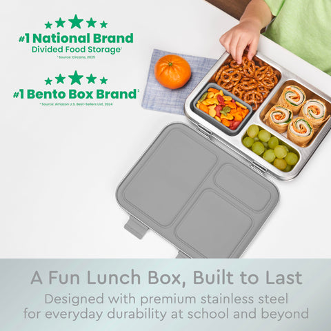 Bentgo Kids silicone container adds a fourth compartment for snacks.