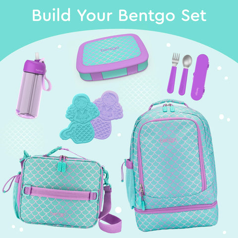 Bentgo Kids Mermaid Scales compact design fits backpacks for school days.