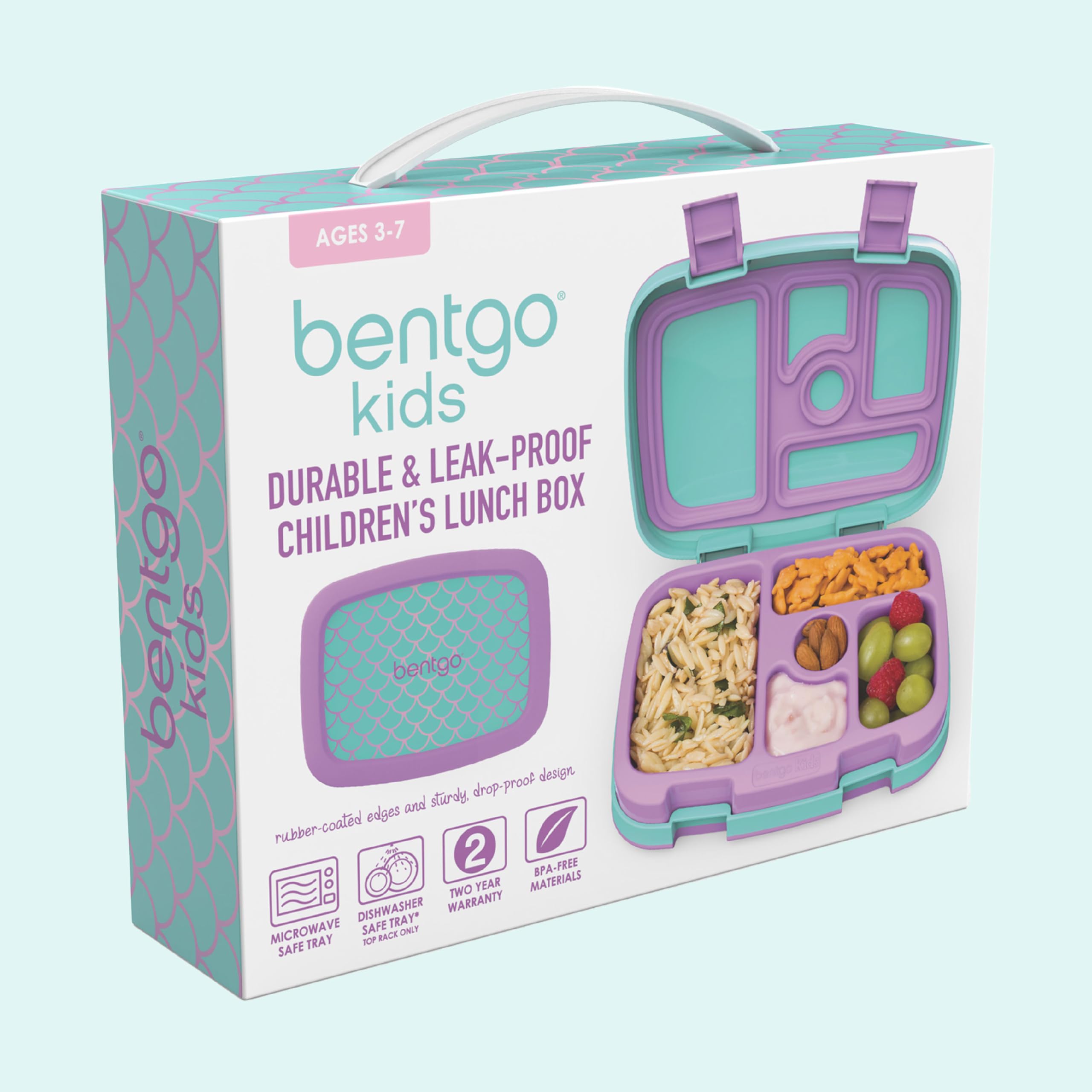 Bentgo Kids Mermaid Scales BPA-free materials ensure safe mealware.