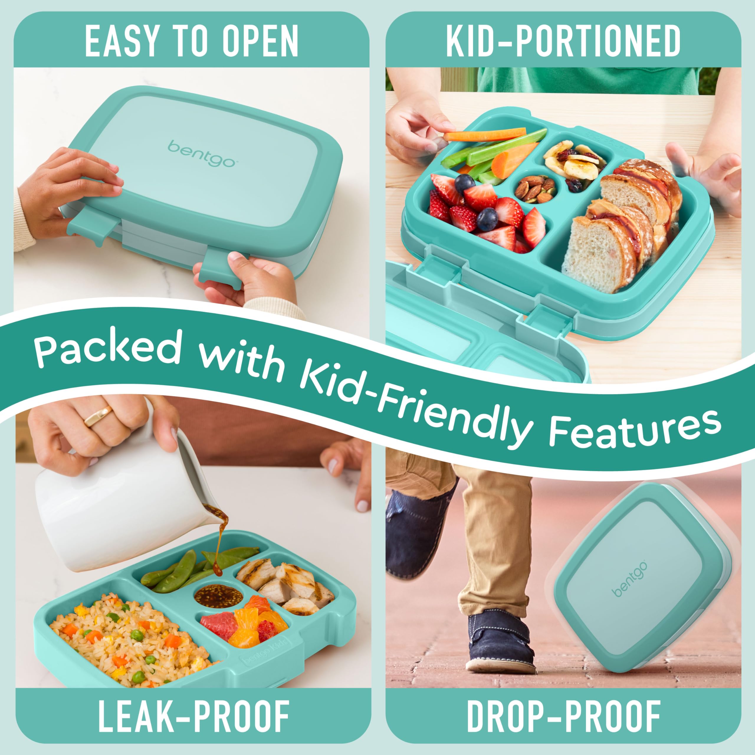 Bentgo Kids microwave-safe tray and dishwasher-safe exterior enable quick reheats and easy cleanup.