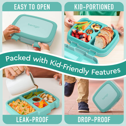 Bentgo Kids microwave-safe tray and dishwasher-safe exterior enable quick reheats and easy cleanup.