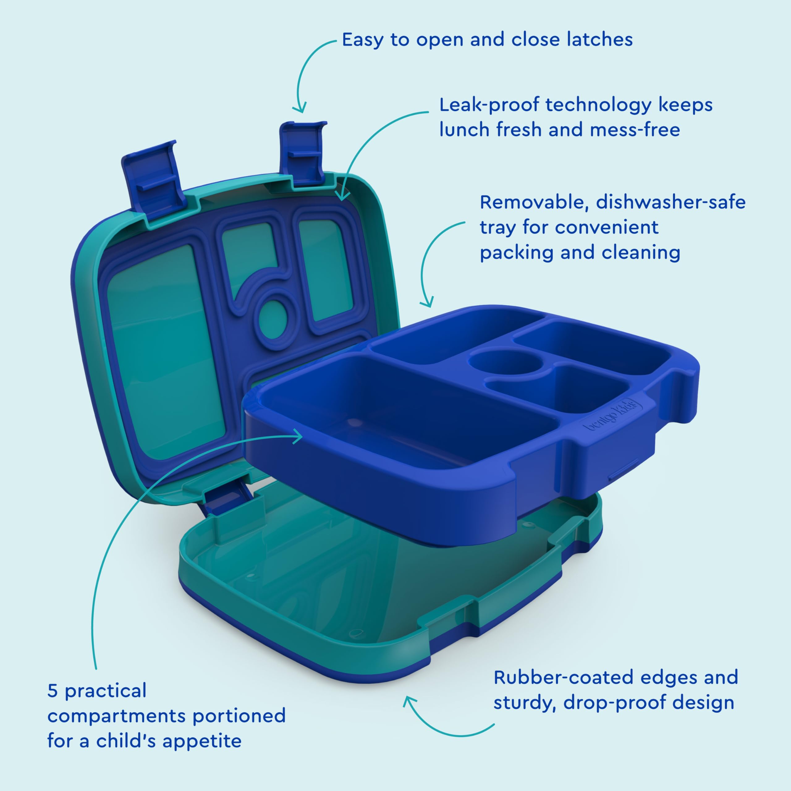 Bentgo Kids Sharks microwave-safe removable tray for quick reheats