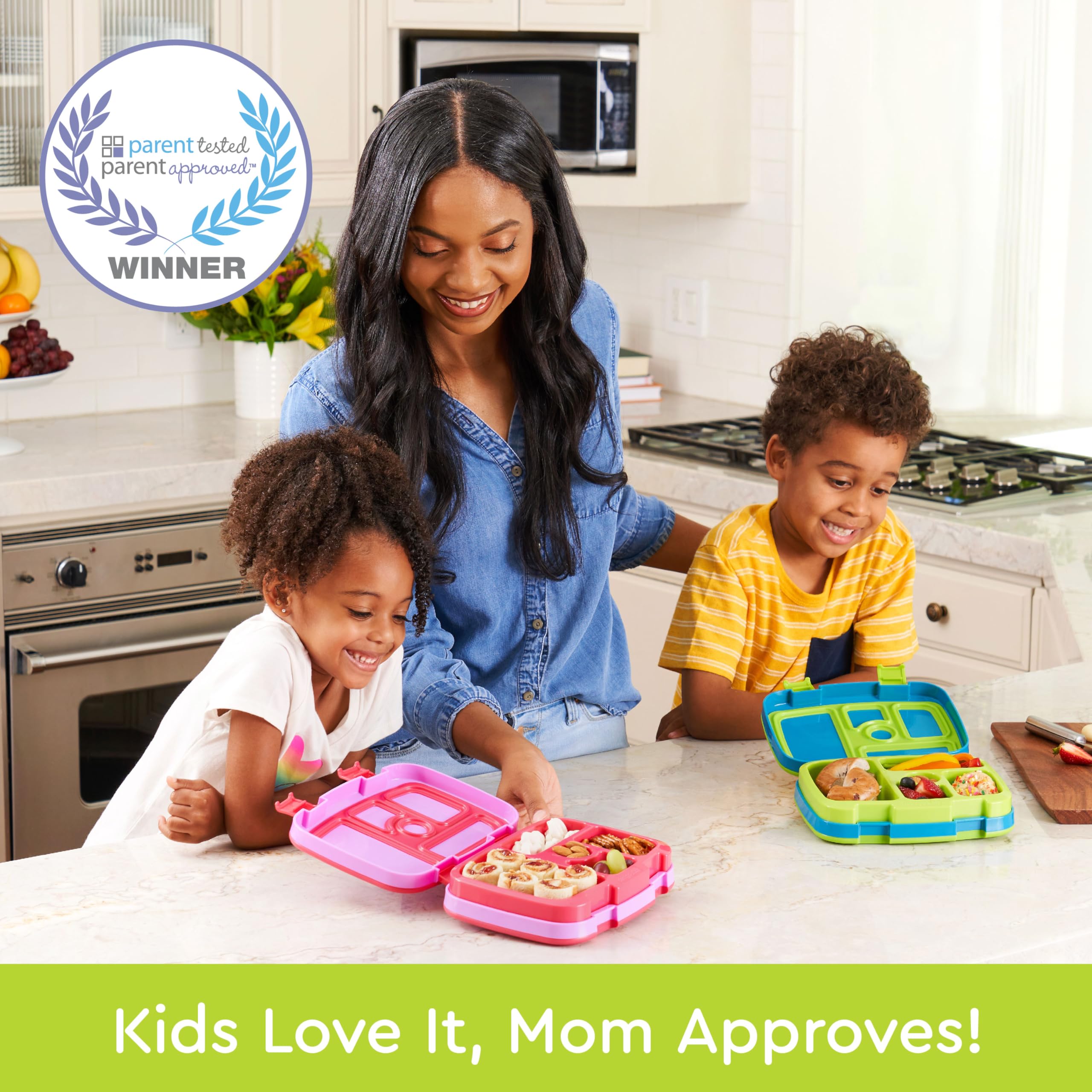 Bentgo Kids Prints 5-compartment layout supports portion control for kids.