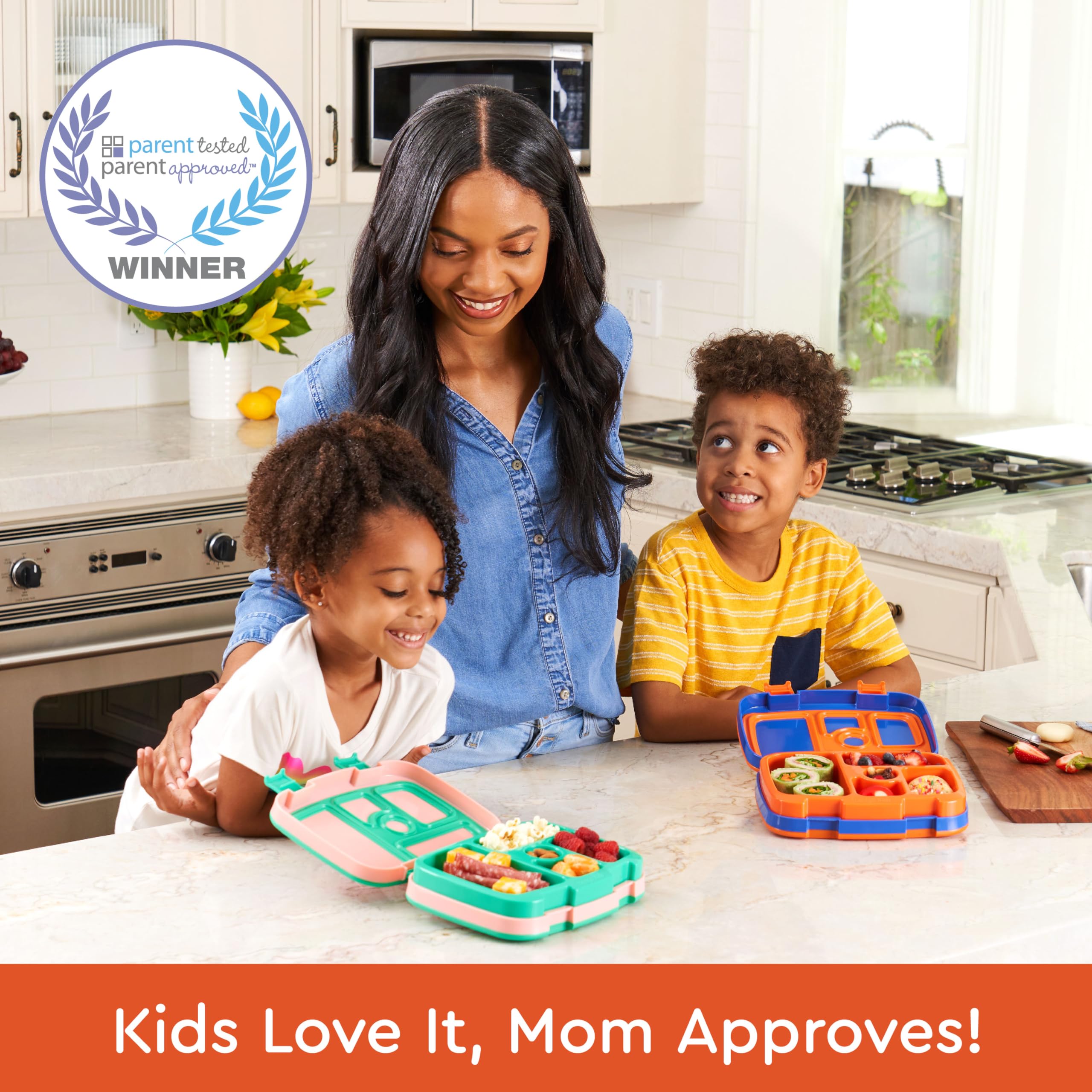 Bentgo Kids Prints five-compartment design supports portion control for growing appetites.