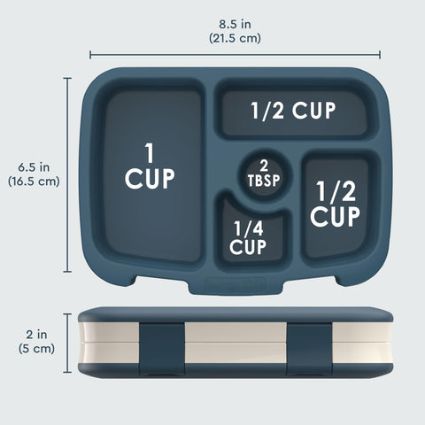 Bentgo Kids Prints ages 3 to 7 portion-capacity designed for kid-sized meals.