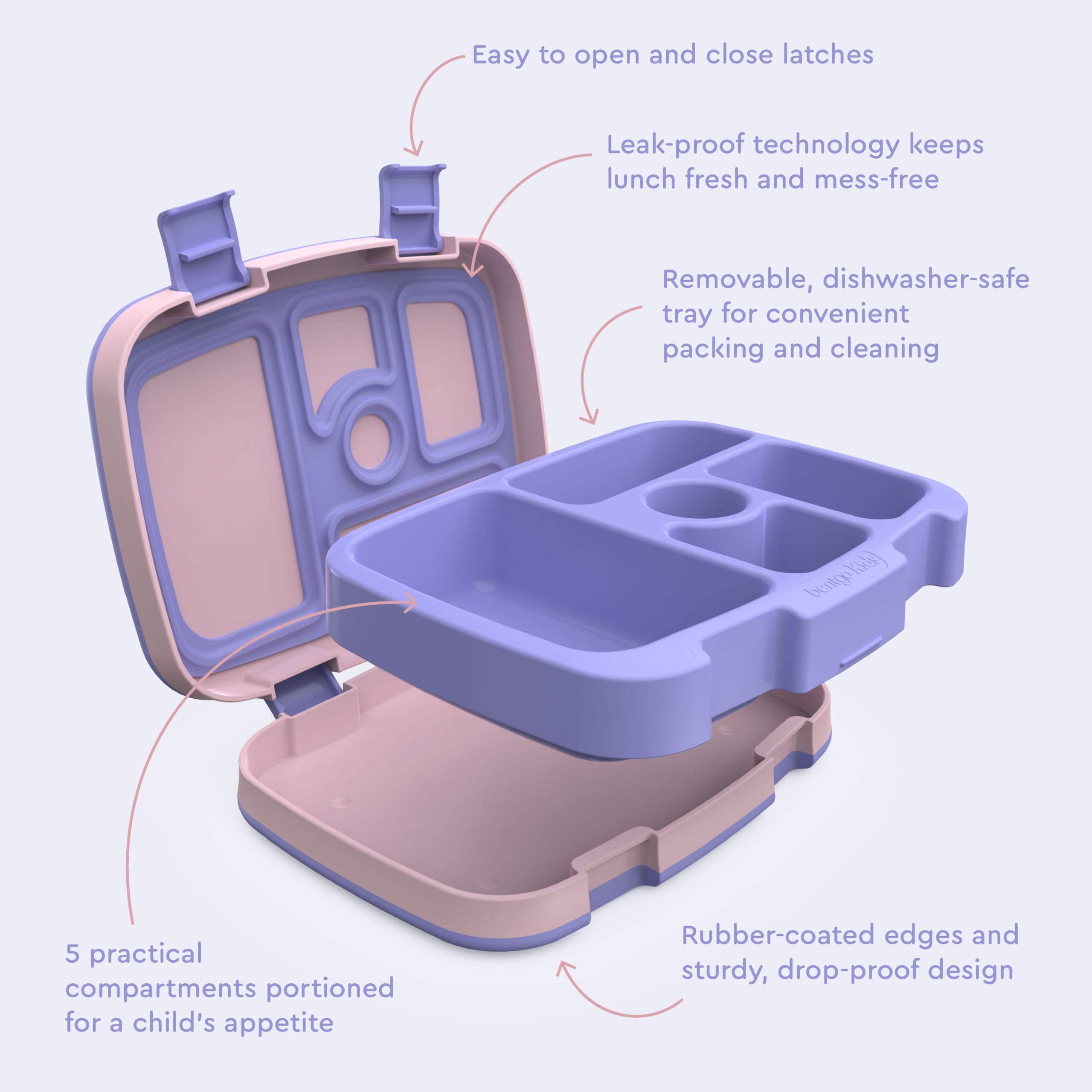 Bentgo Kids Prints dishwasher-safe outer shell simplifies cleanup after lunch.