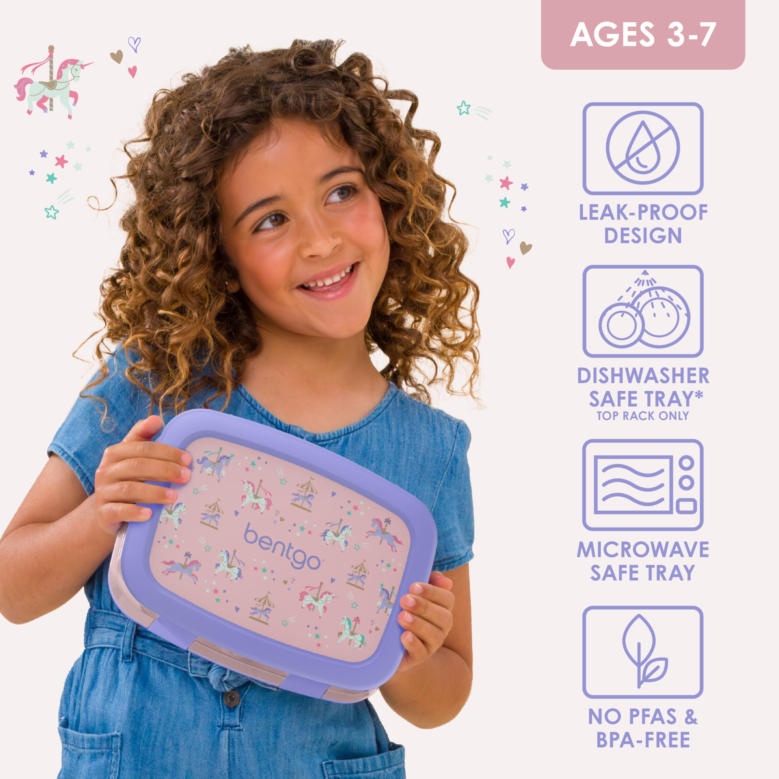 Bentgo Kids Prints drop-proof edge highlights durable design for active kids.