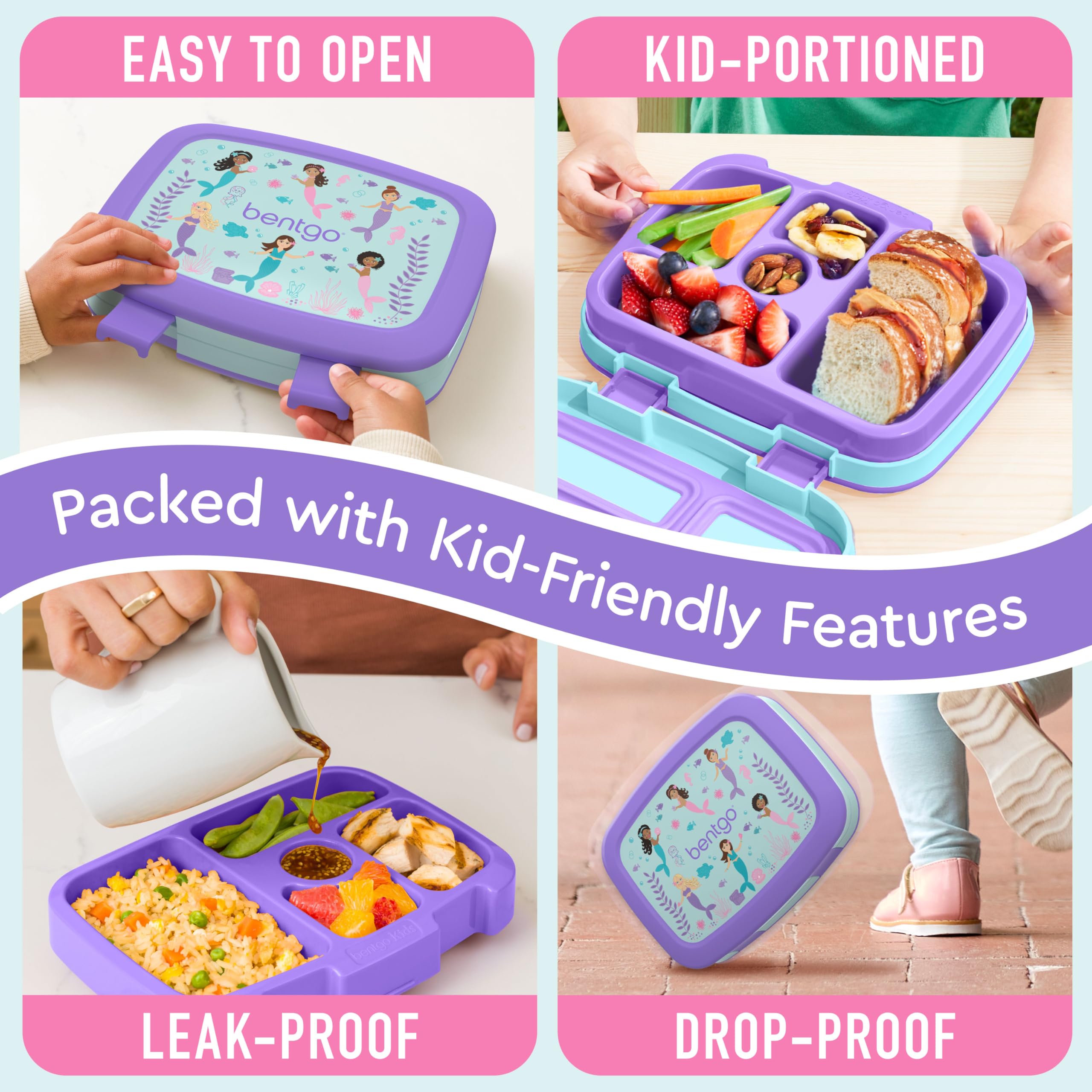Bentgo Kids Prints drop-proof edges protect the box during active school days.