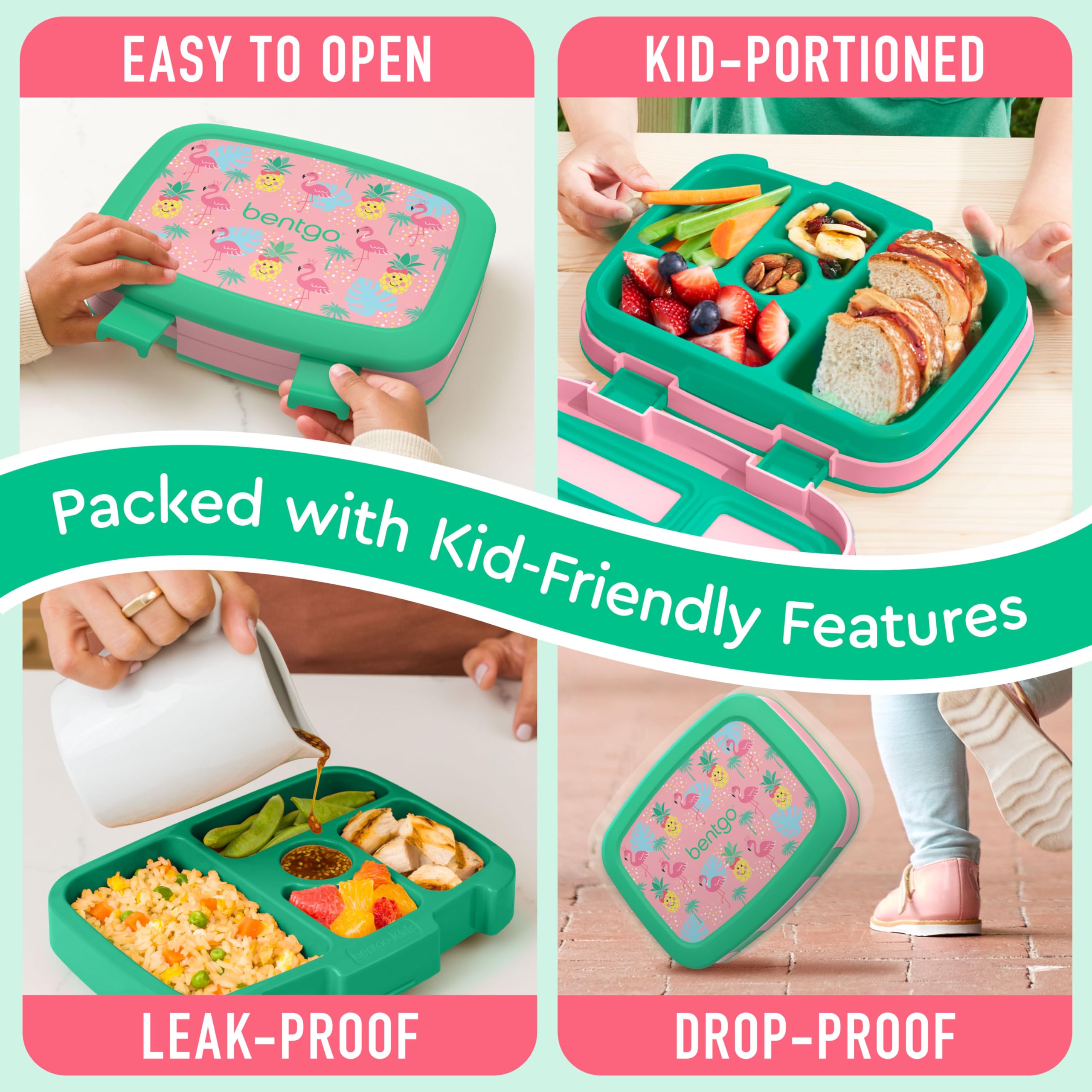 Bentgo Kids Prints drop-proof edges protect the box during busy days