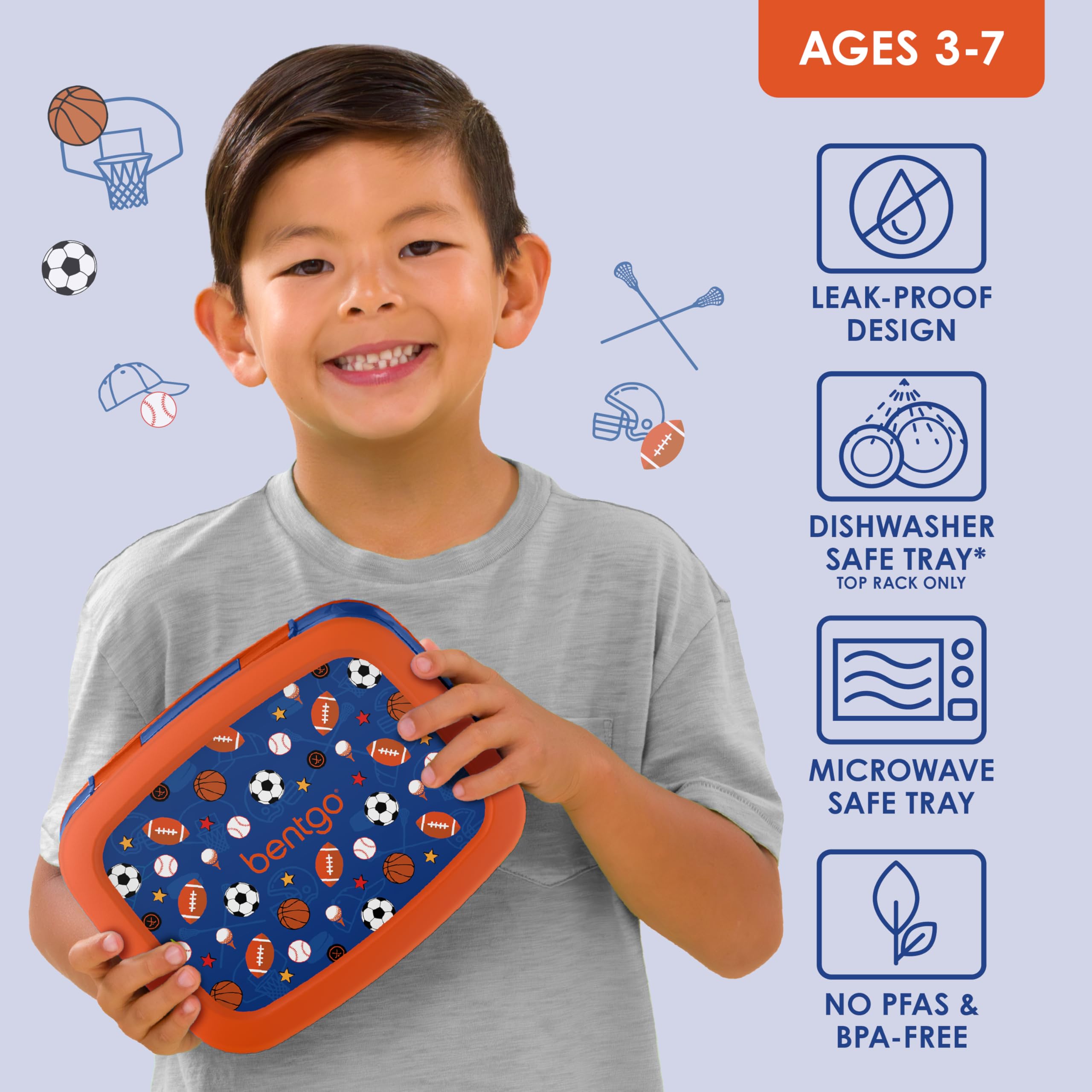 Bentgo Kids Prints durable, drop-proof case protects lunch during active days.