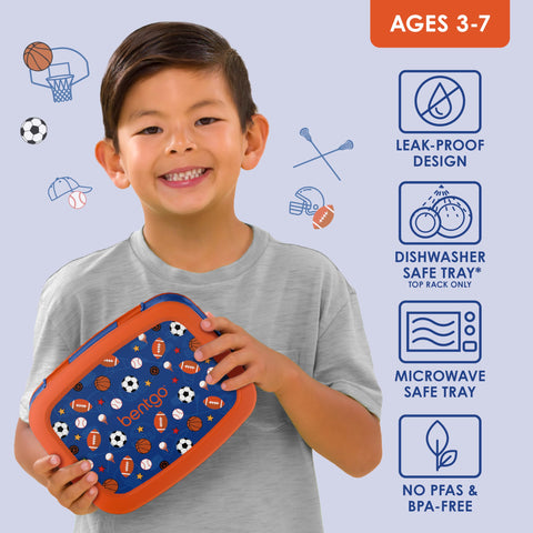 Bentgo Kids Prints durable, drop-proof case protects lunch during active days.