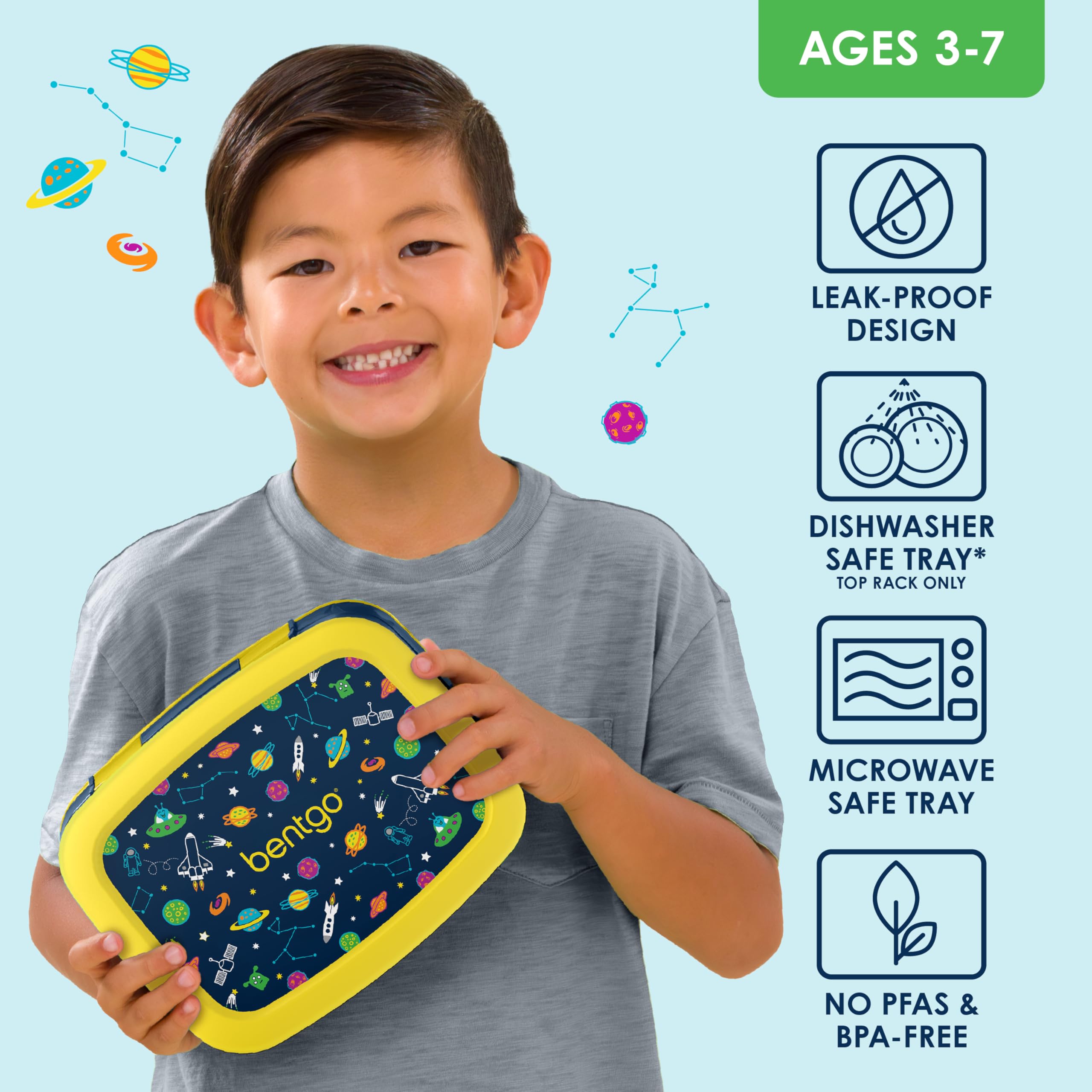 Bentgo Kids Prints durable, drop-proof edges protect lunch during active days