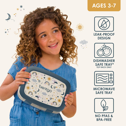 Bentgo Kids Prints five-compartments layout supports portion control for growing appetites.