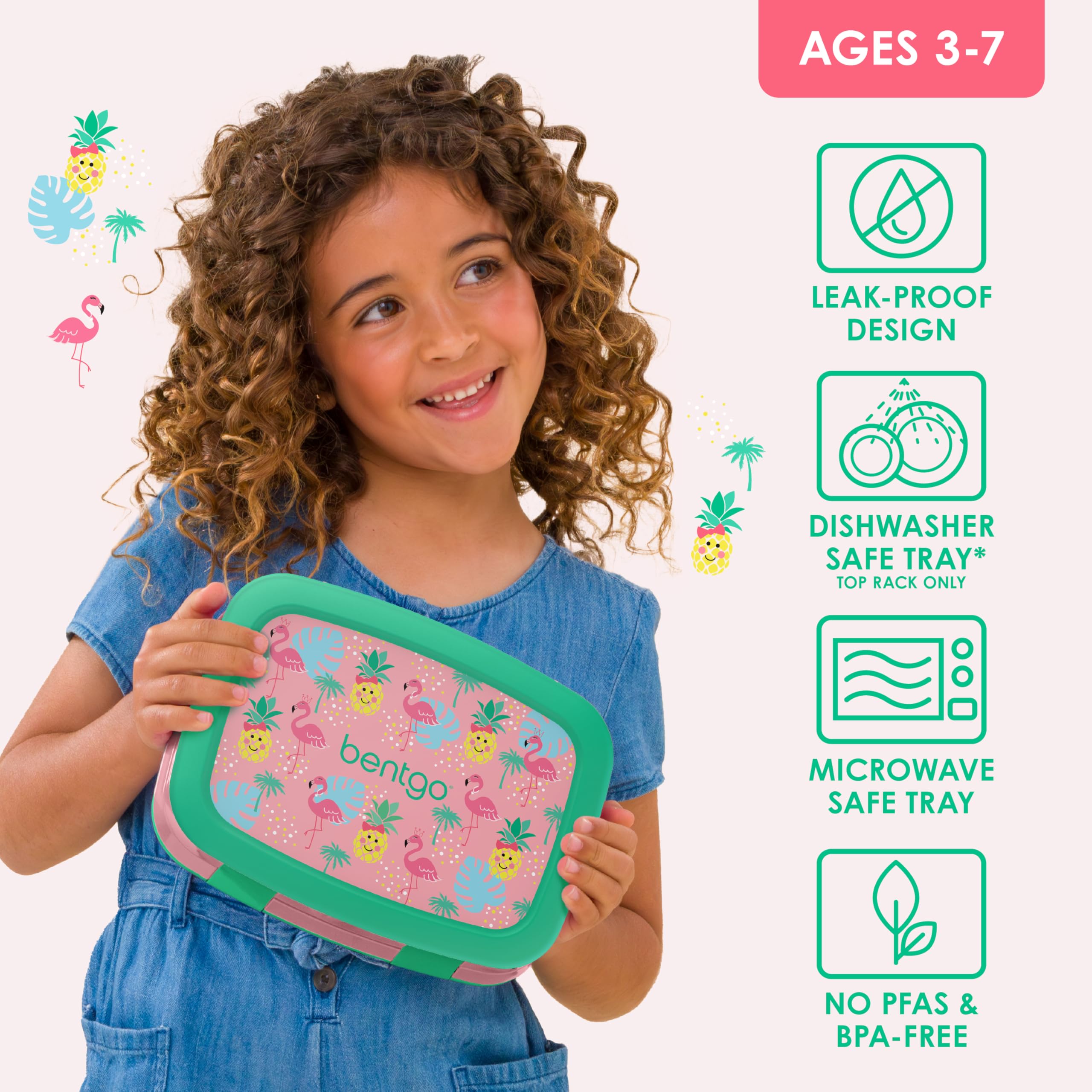 Bentgo Kids Prints five-compartment design supports balanced portions for ages 3 to 7