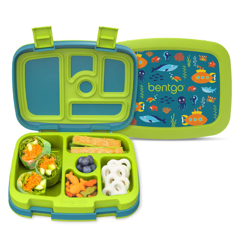 Bentgo Kids Prints front view of leak-proof lunch box for organized meals.